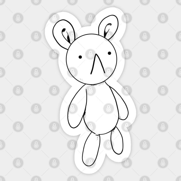 White Rabbit Bunny Sketch Style Meiruko Sticker by XTUnknown